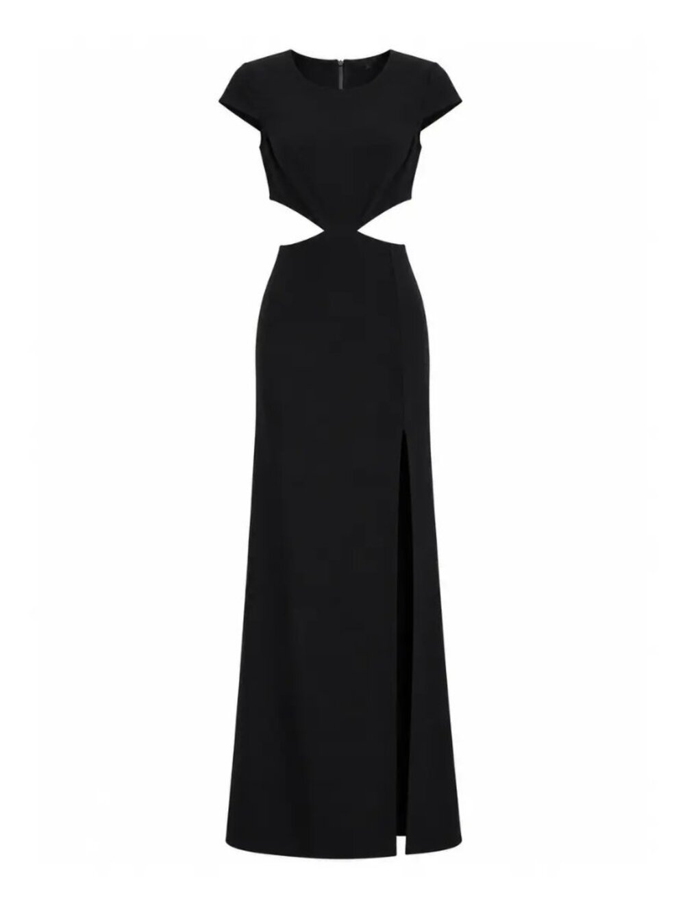 Lulus Black Short Sleeve Cutout Gown, Size XS